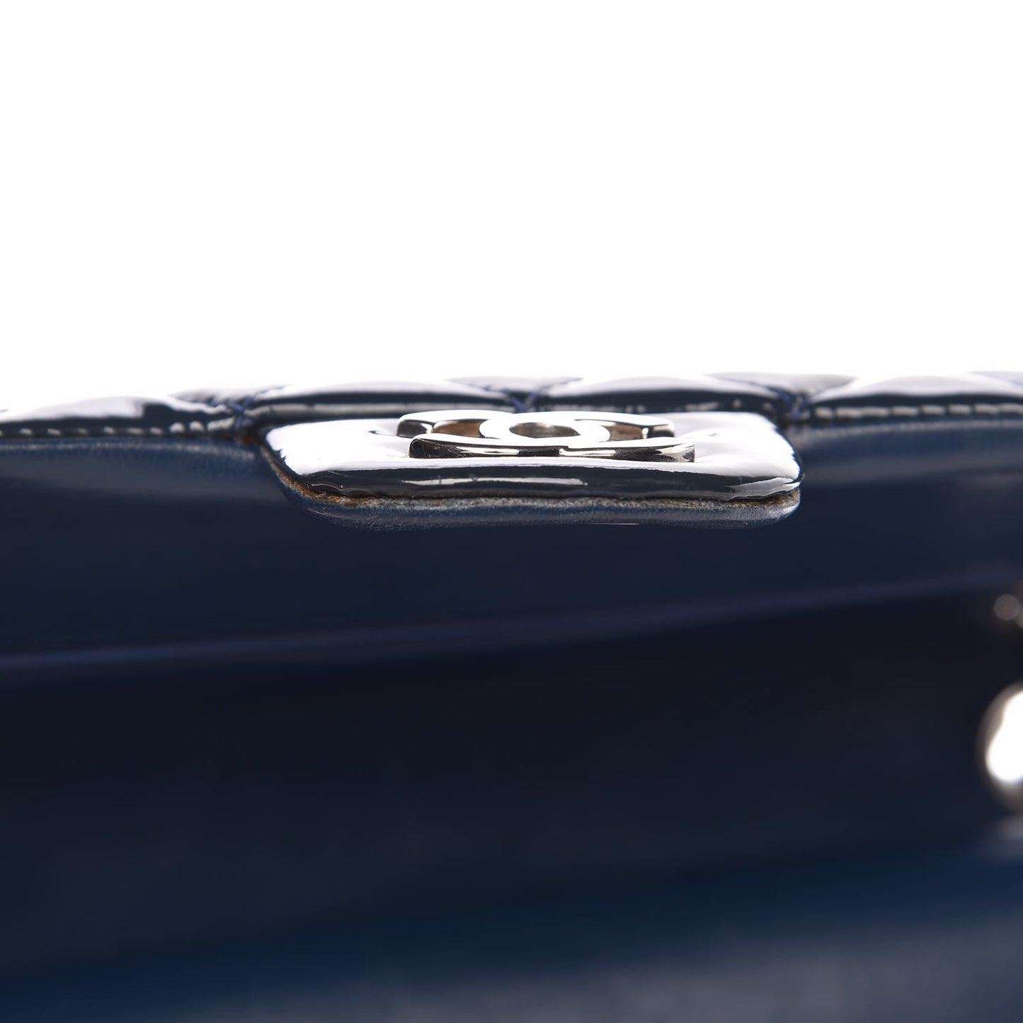 Patent Quilted Medium Double Flap Navy