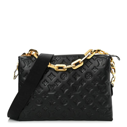 Louis Vuitton Lambskin Embossed Monogram Coussin MM Black 1 of 11