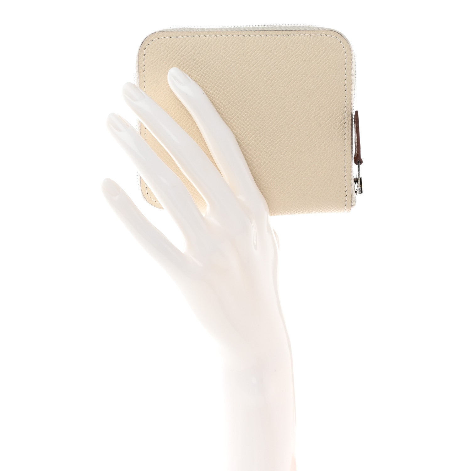 Hermes Epsom Silk'In Compact Wallet Craie Caban Jaune Ambre 2 of 8