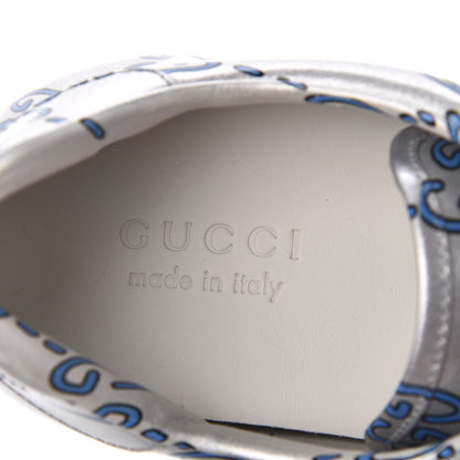 Gucci Miro Rubber Wax GucciGhost Print Mens New Ace Sneakers 9 Silver 7 of 9