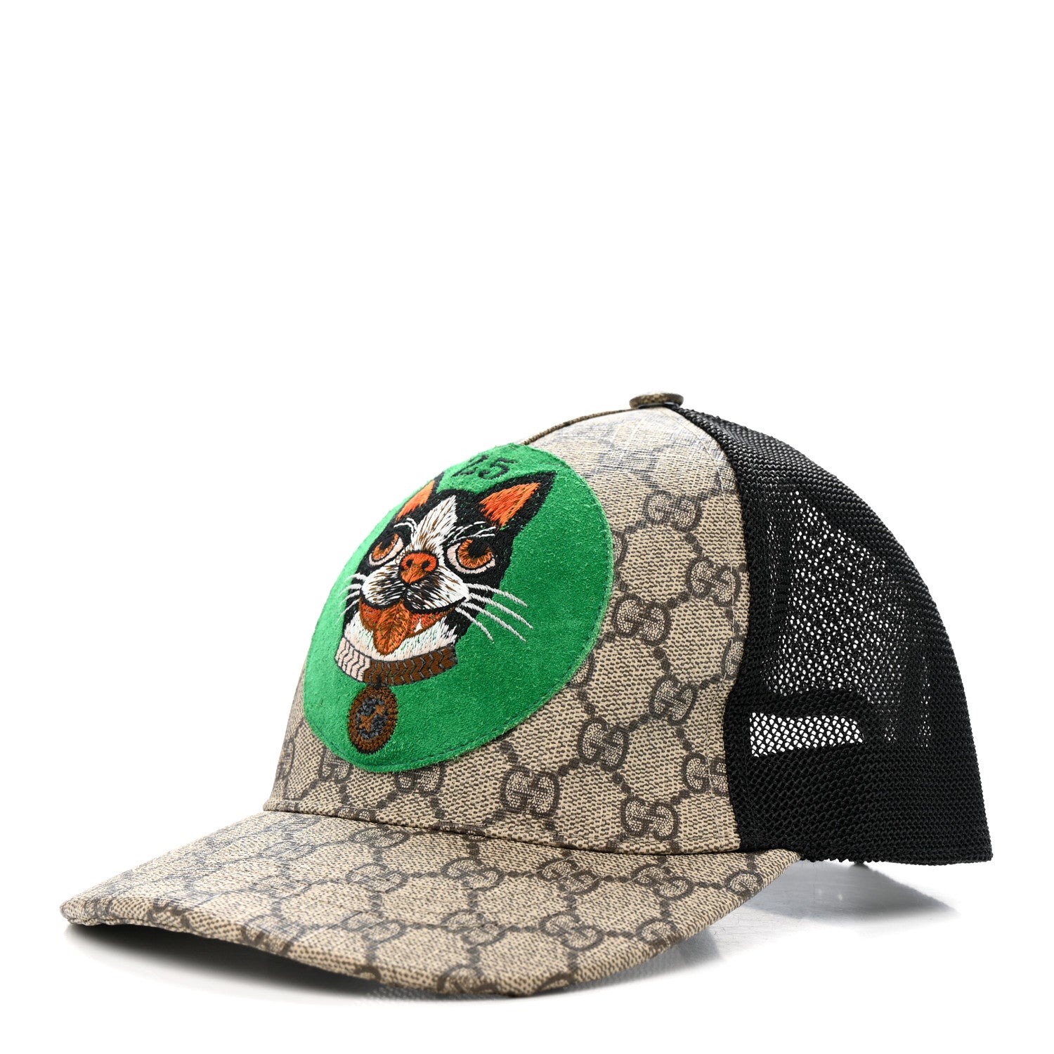 Gucci GG Supreme Monogram Bosco Patch Baseball Hat 57 Beige Green 1 of 9