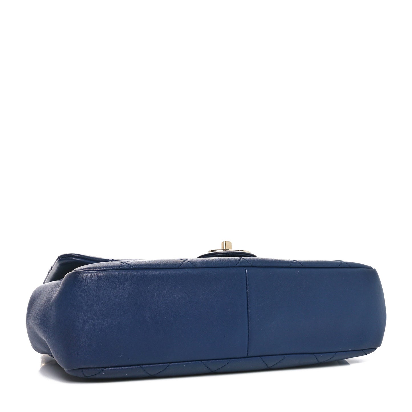 Lambskin Quilted Resin Bi-Color Chain Flap Bag Navy