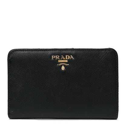 Prada Saffiano Metal Compact Wallet Black 1 of 9