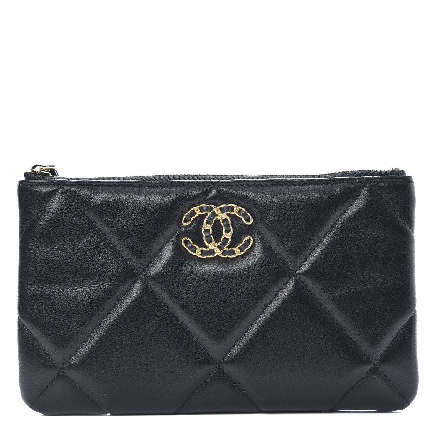 Chanel Shiny Goatskin Quilted 19 Cosmetic Case Black 1 of 8