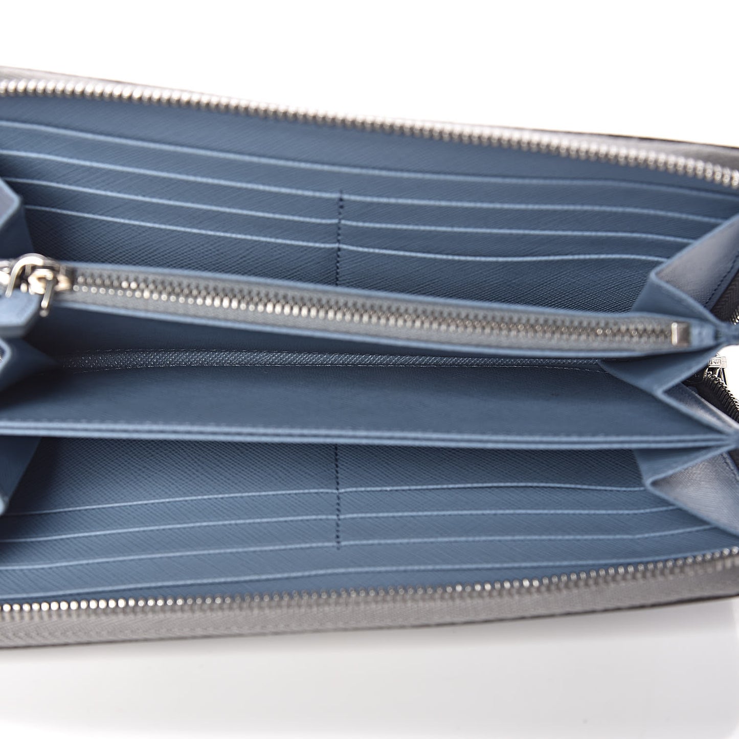 Saffiano Floral Print Metal Zip Around Wallet Acciaio