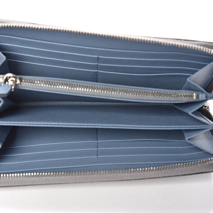 Prada Saffiano Floral Print Metal Zip Around Wallet Acciaio 5 of 6