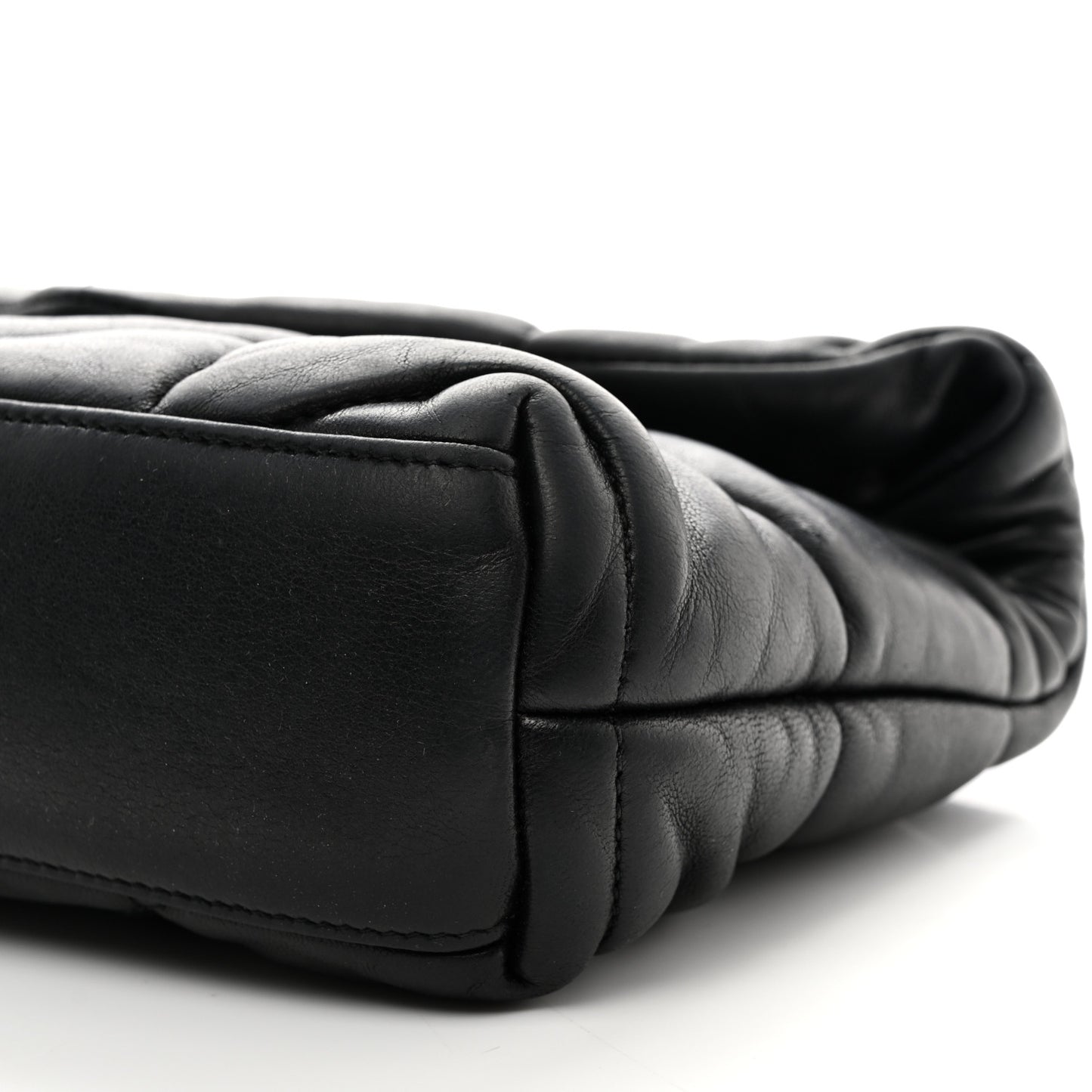 Lambskin Quilted Toy Loulou Puffer Monogram Chain Satchel Black