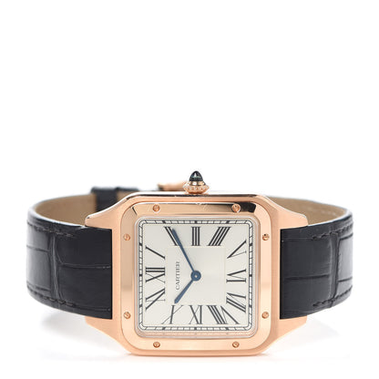 Cartier 18K Pink Gold Alligator 34mm Santos Dumont Watch 2 of 5