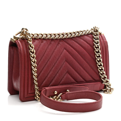 Chanel Caviar Chevron Quilted Medium Boy Flap Red 3 of 12