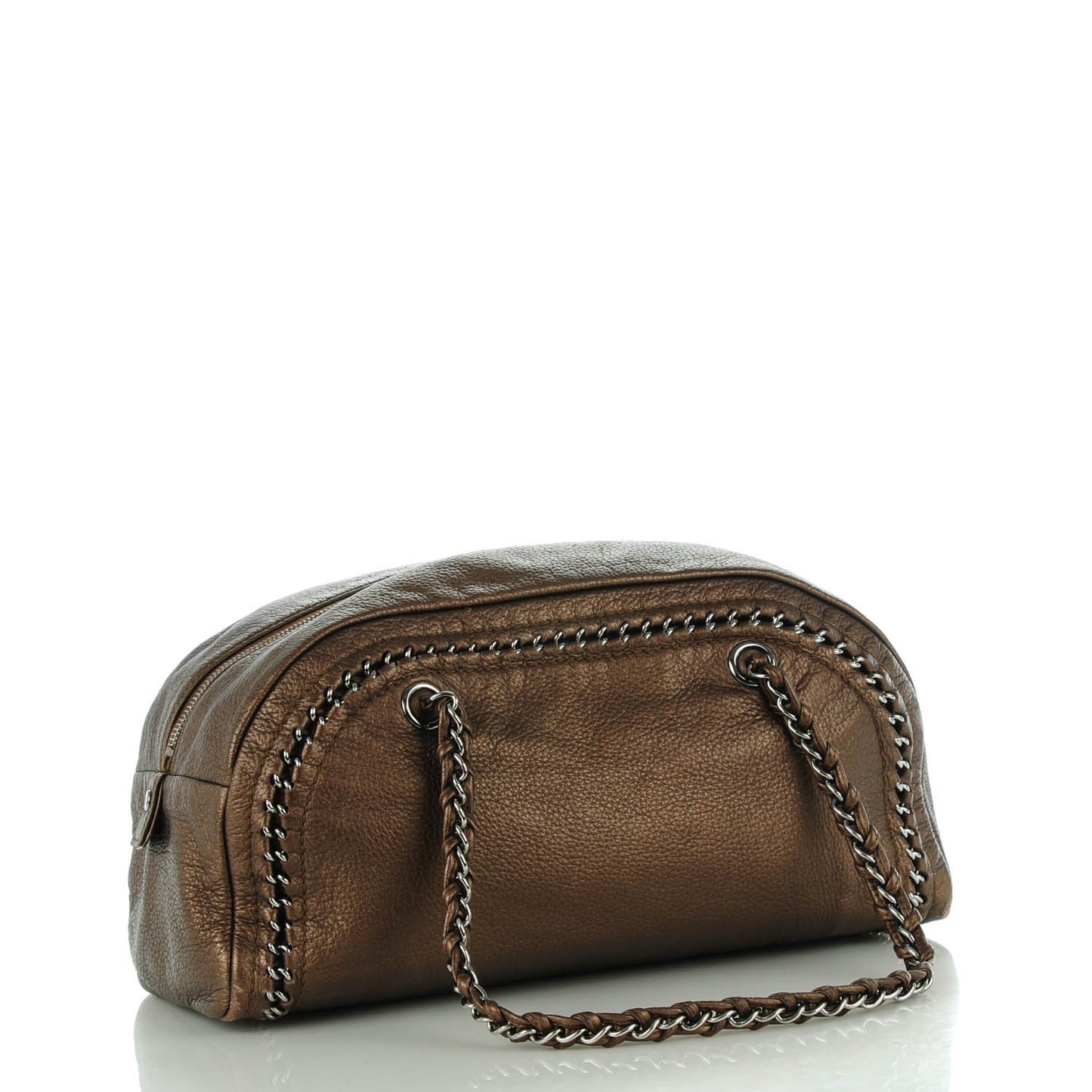Metallic Goatskin Medium Luxe Ligne Bowler Bronze