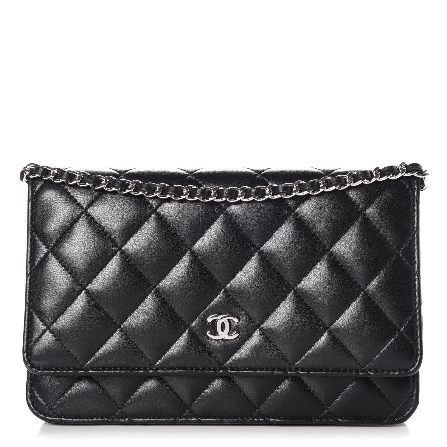 Chanel Lambskin Quilted Wallet On Chain WOC Black 1 of 9