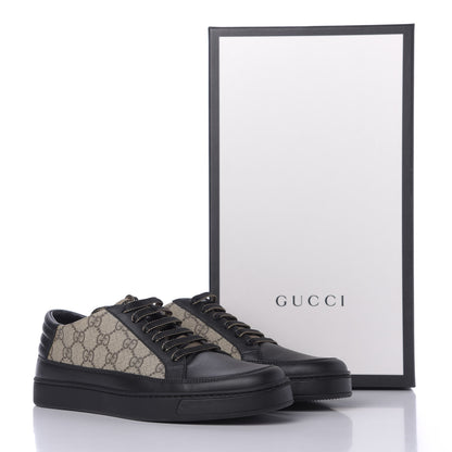 Gucci GG Supreme Monogram Mens Low Top Sneakers 8 Black Beige Ebony 11 of 11