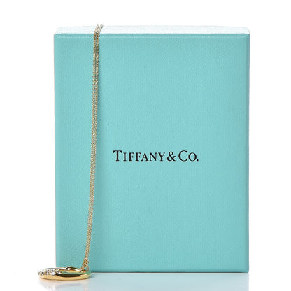 Tiffany 18K Yellow Gold Diamond 22mm Elsa Peretti Open Heart Pendant Necklace 7 of 7
