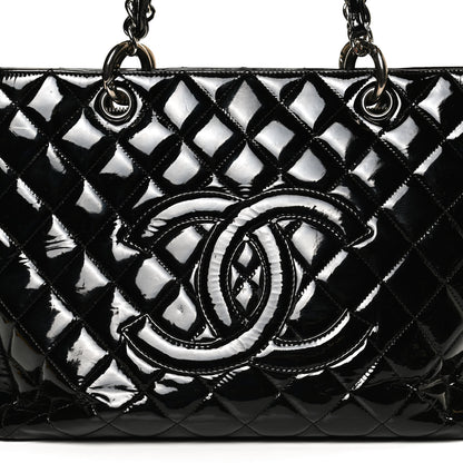 Chanel Patent Quilted Grand Shopping Tote GST Black 8 of 10