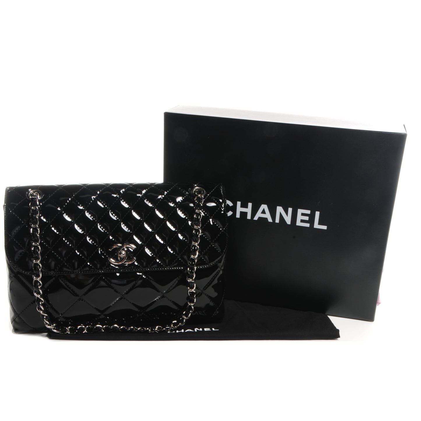 Vinyl Quilted In the Business Flap Bag Black