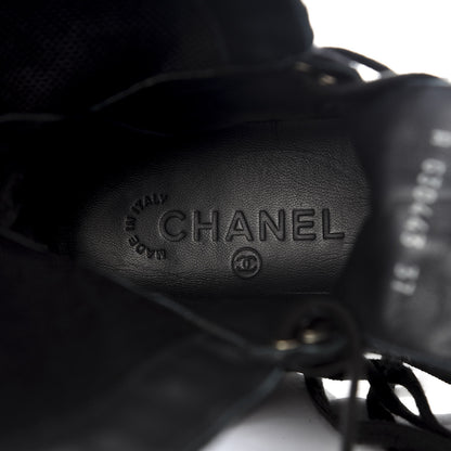Chanel Tweed Suede Calfskin Sneaker High Boots 37 Black White 9 of 9