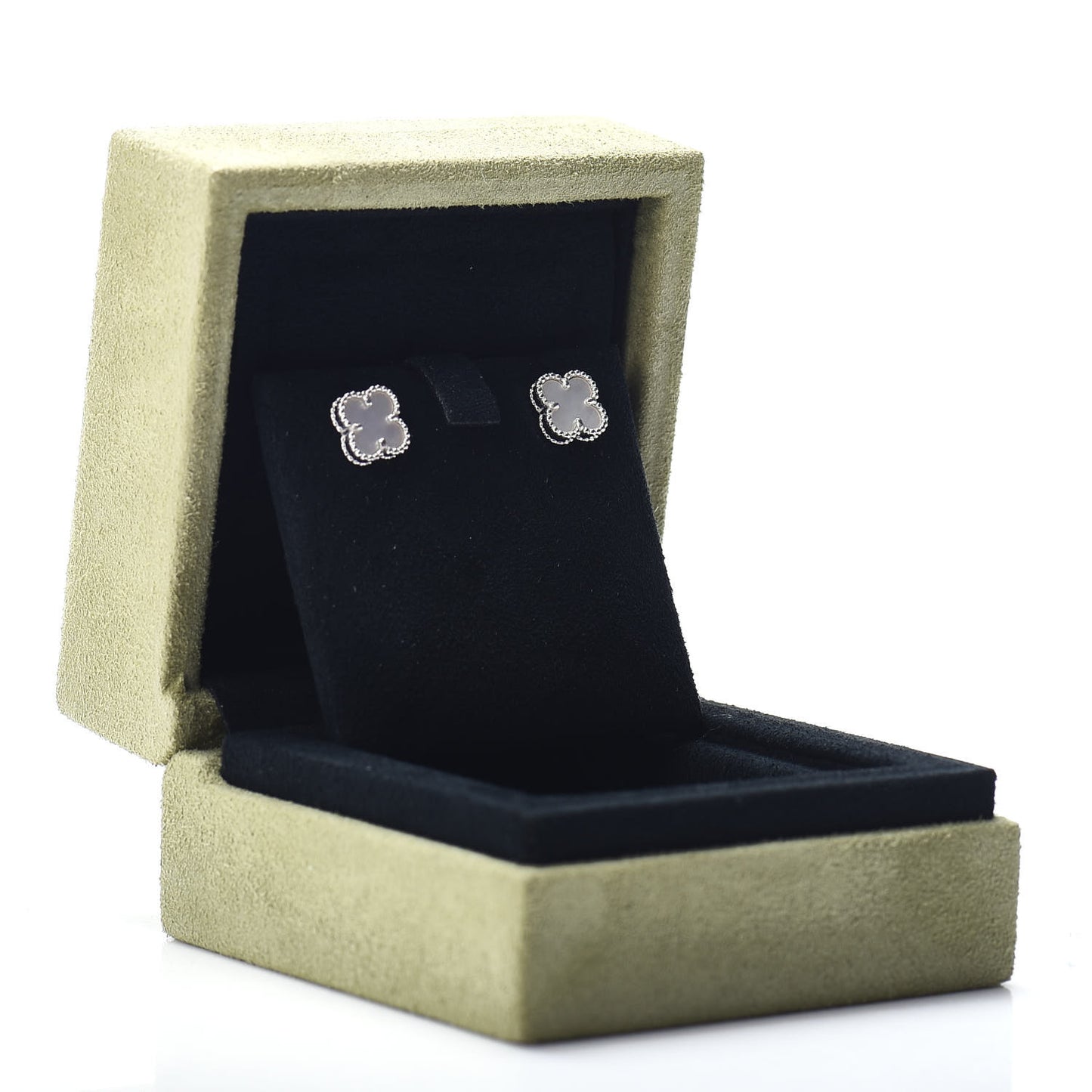 18K White Gold Mother of Pearl Sweet Alhambra Earrings