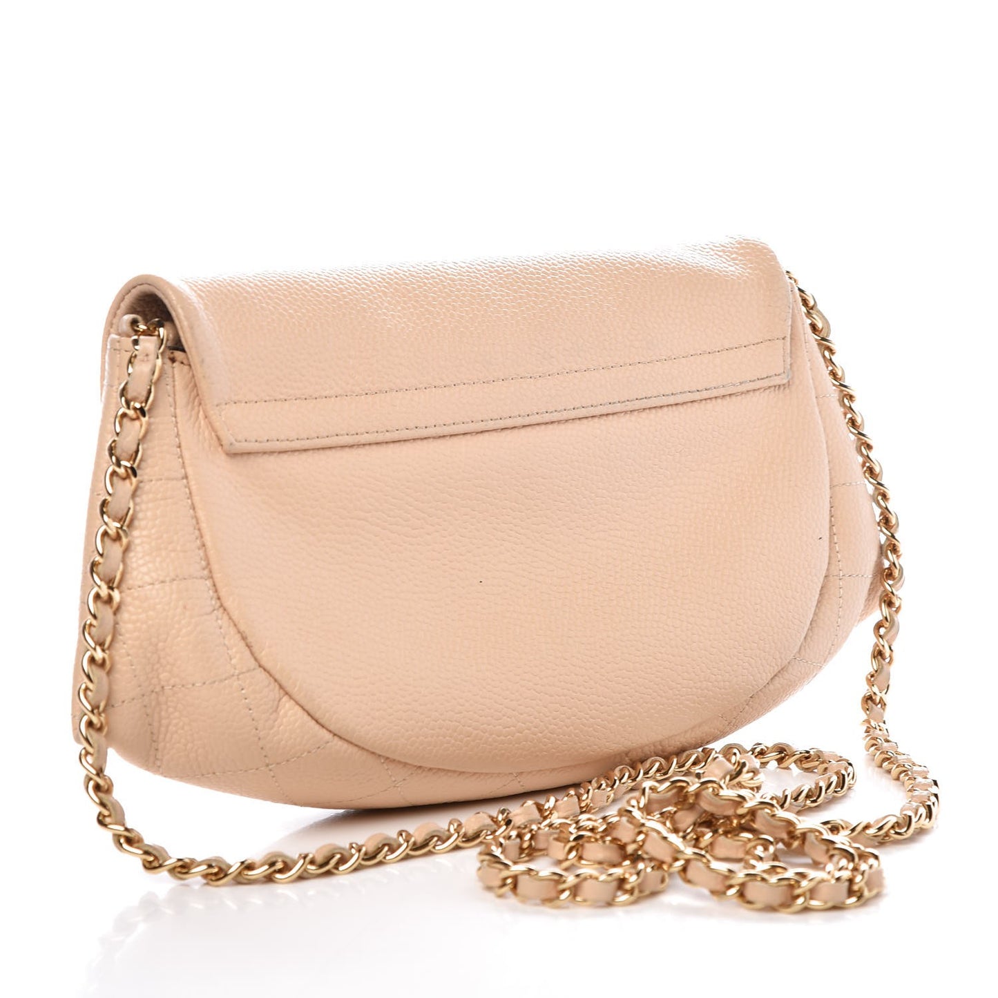 Caviar Half Moon Wallet On Chain Light Beige