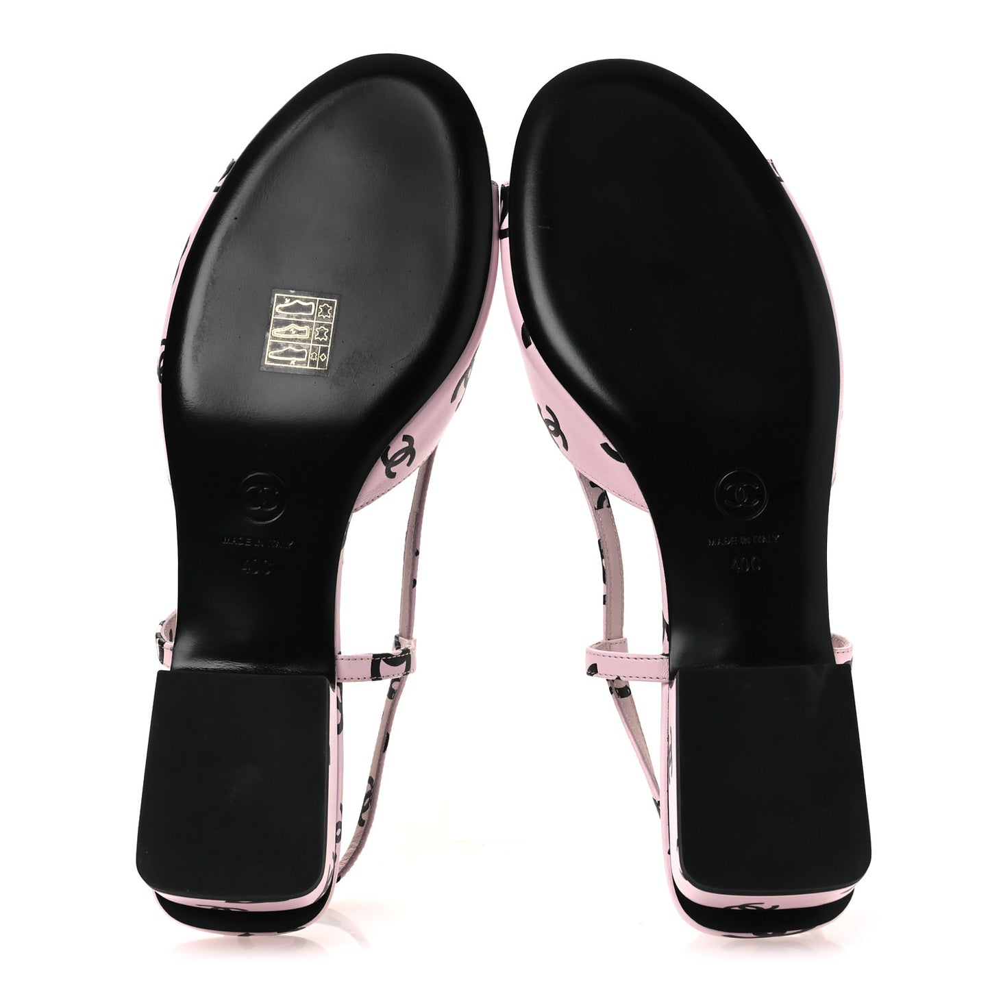 Printed Lambskin Coco Beach Sligback Sandals 40 Light Pink Black