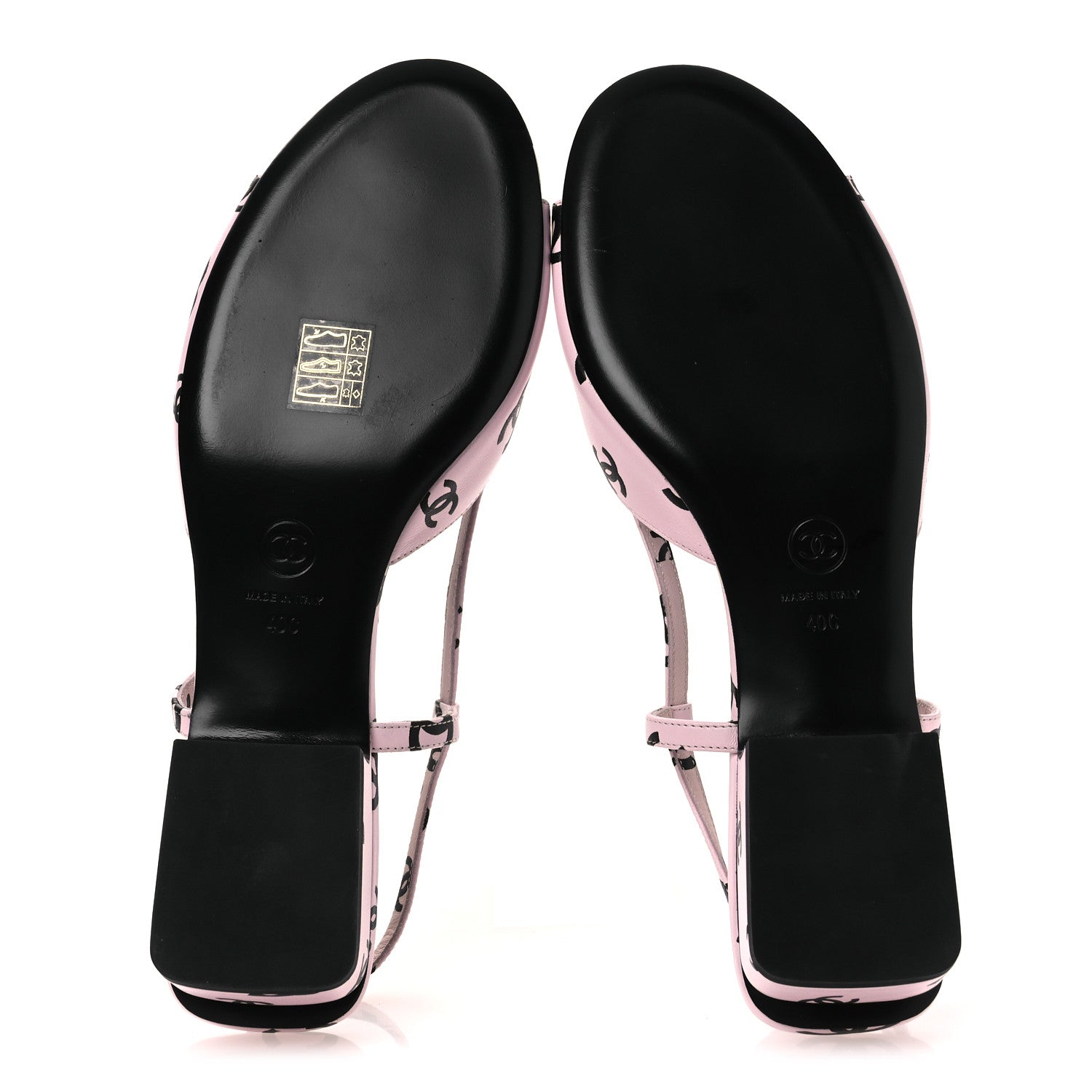 Chanel Printed Lambskin Coco Beach Sligback Sandals 40 Light Pink Black 15 of 22