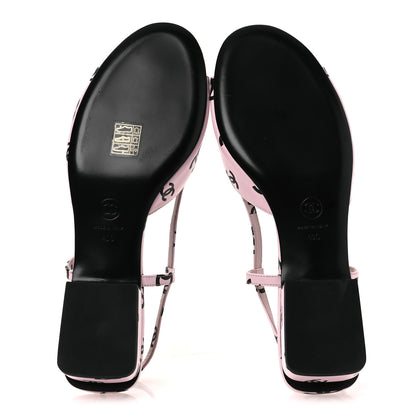 Chanel Printed Lambskin Coco Beach Sligback Sandals 40 Light Pink Black 15 of 22