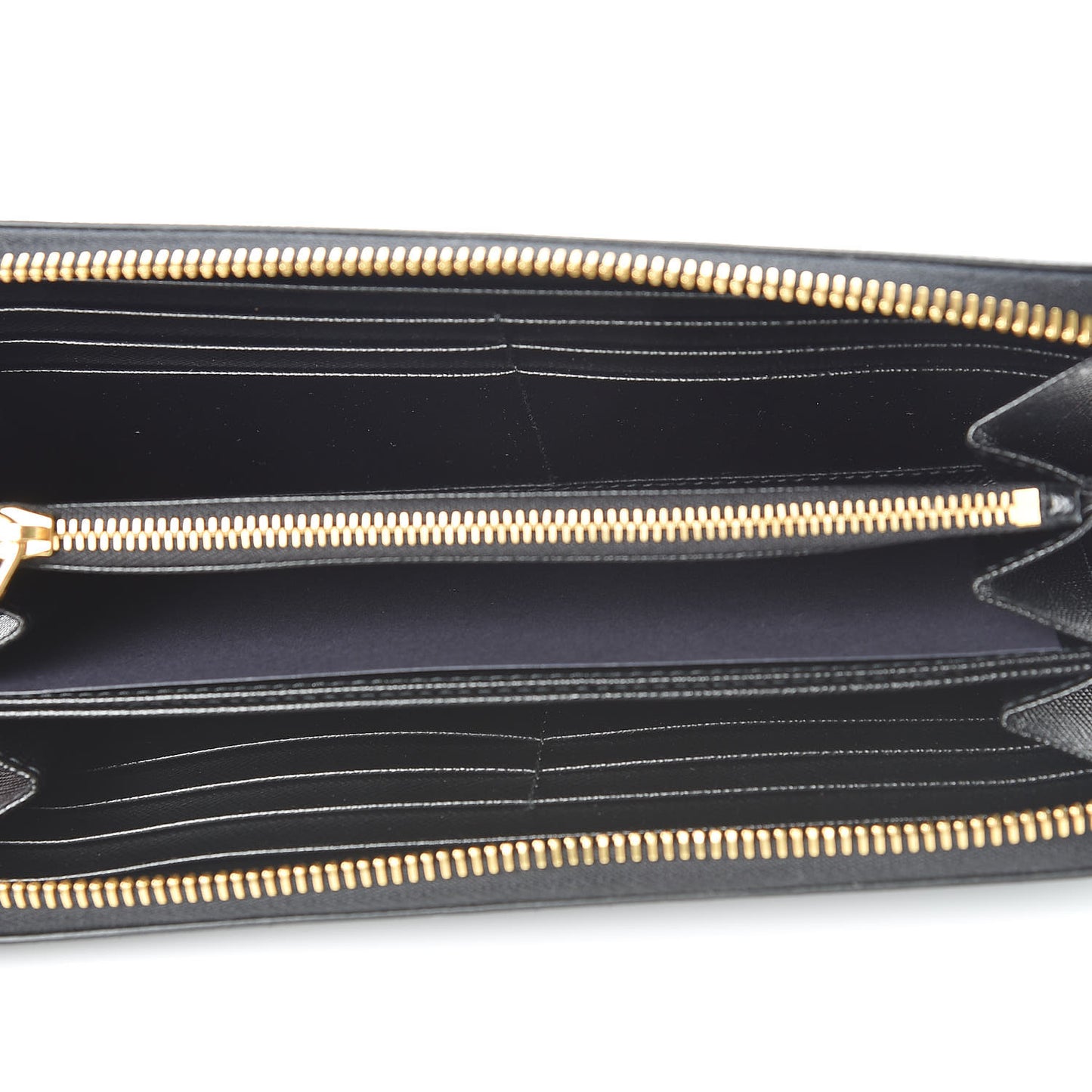 Saffiano Shine Monochrome Zip Around Wallet Black
