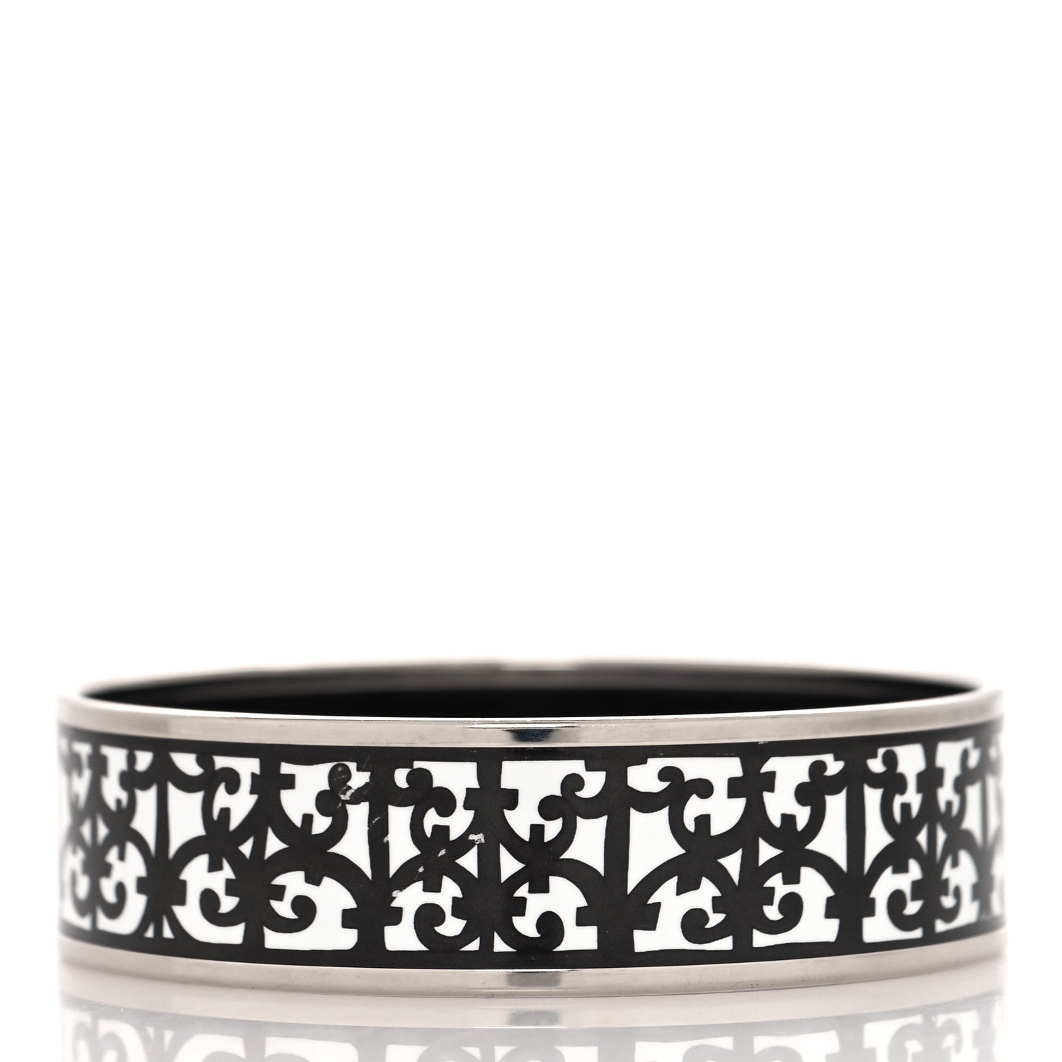 Hermes Enamel Printed Wide Balcons du Guadalquivir Bracelet 70 Black 3 of 5