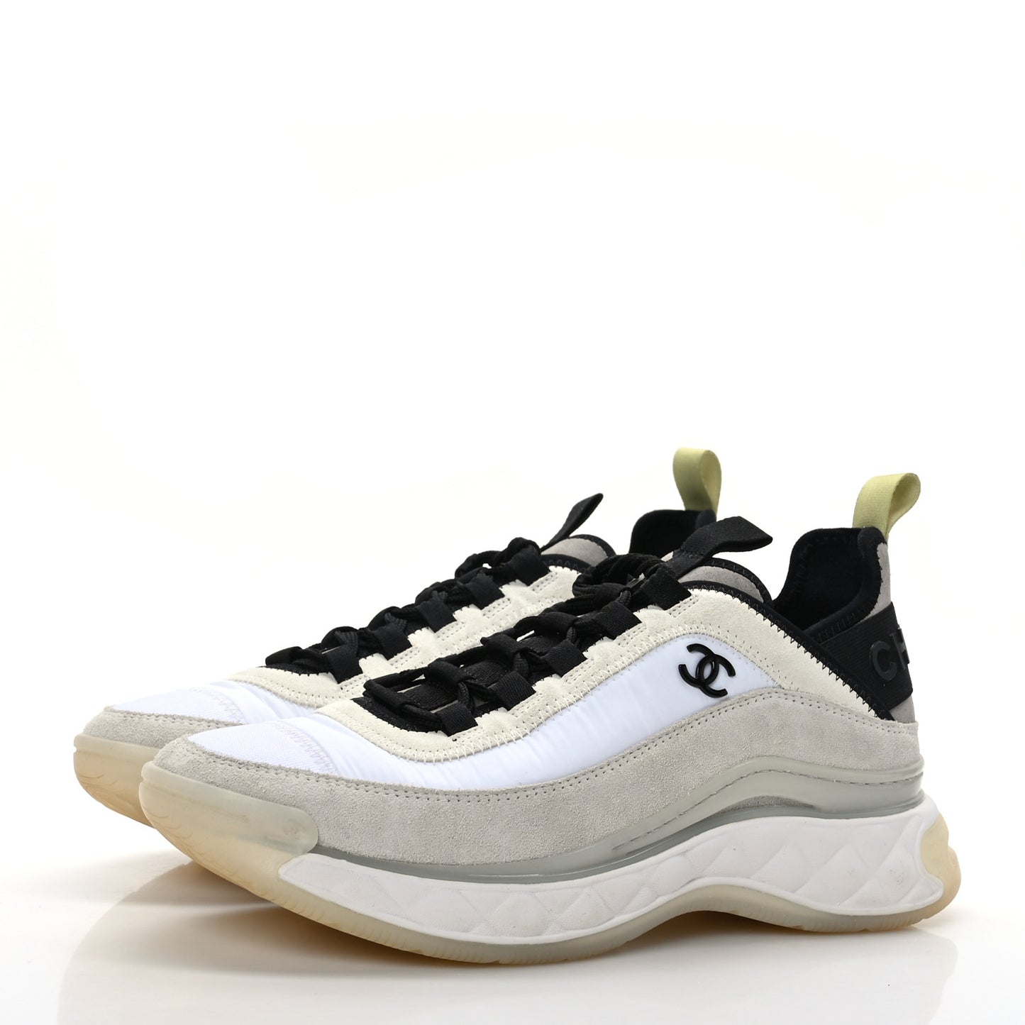 Velvet Calfskin Mixed Fibers CC Sneakers 38 Ivory Black