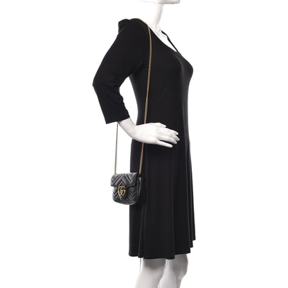Gucci Calfskin Matelasse Super Mini GG Marmont Shoulder Bag Black 2 of 10