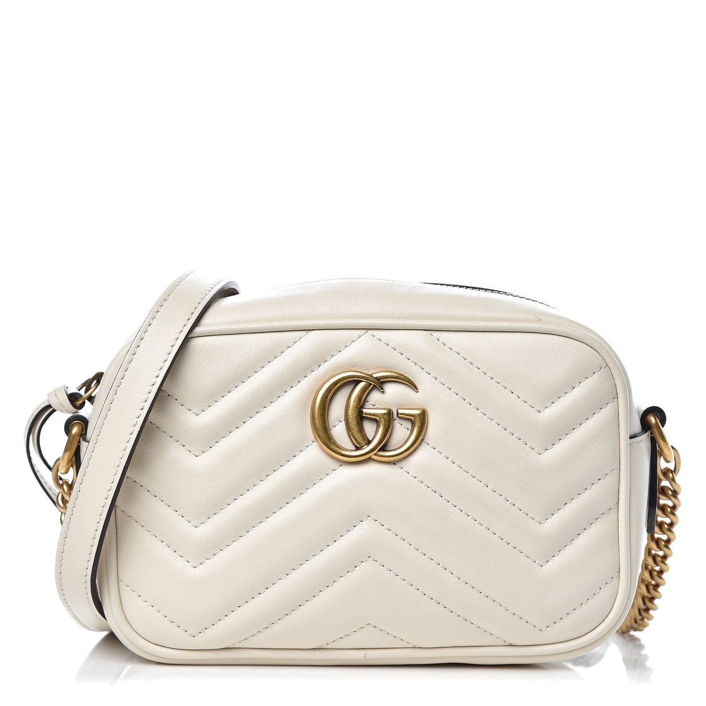 Calfskin Matelasse Mini GG Marmont Chain Shoulder Bag White