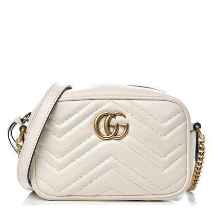 Gucci Calfskin Matelasse Mini GG Marmont Chain Shoulder Bag White 1 of 12