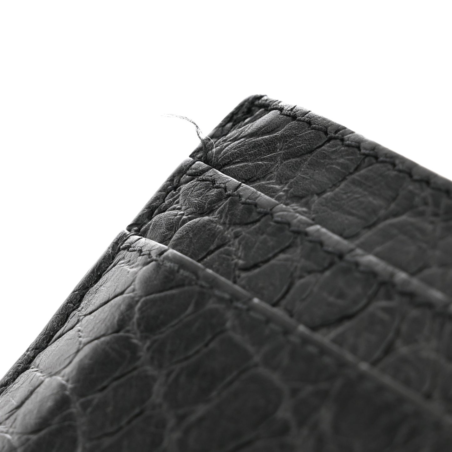 Calfskin Crocodile Embossed Monogram Credit Card Case Black