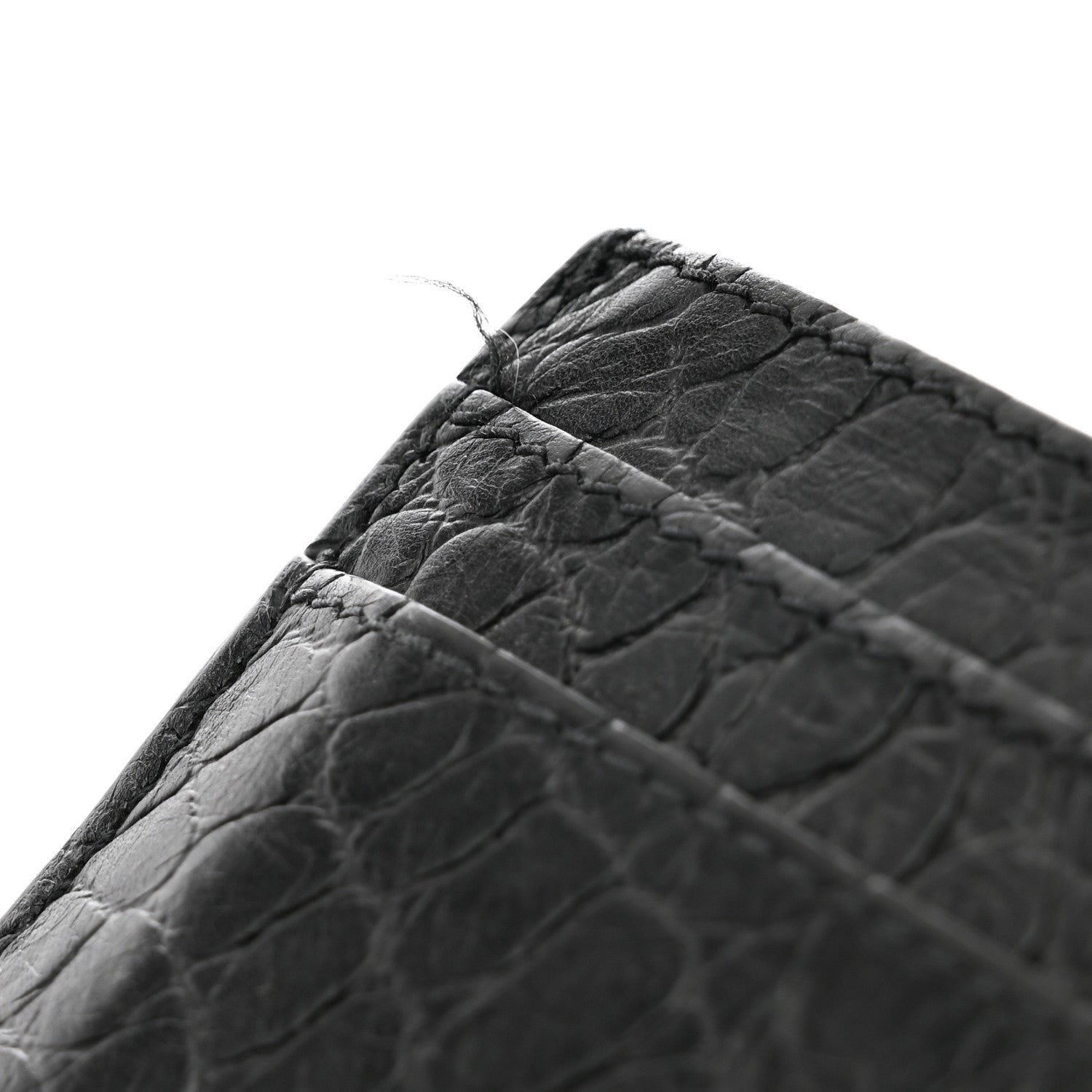 Saint Laurent Calfskin Crocodile Embossed Monogram Credit Card Case Black 7 of 8
