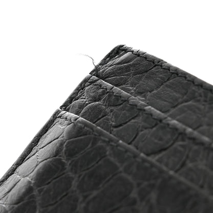 Saint Laurent Calfskin Crocodile Embossed Monogram Credit Card Case Black 7 of 8