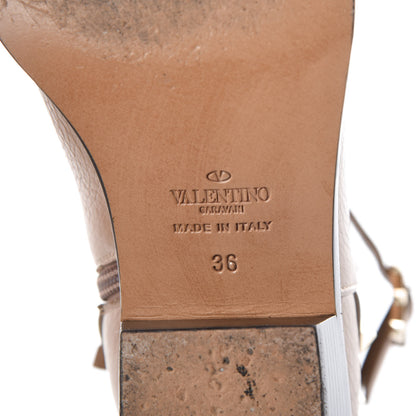 Valentino Garavani Grained Calfskin Rockstud Single Buckle 35mm Cowboy Ankle Boots 36 Alpaca 6 of 8