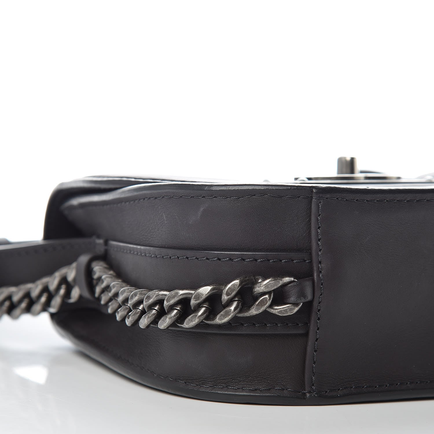 Chanel Calfskin Quilted Small Double Chained Messenger Flap Charcoal 7 of 11