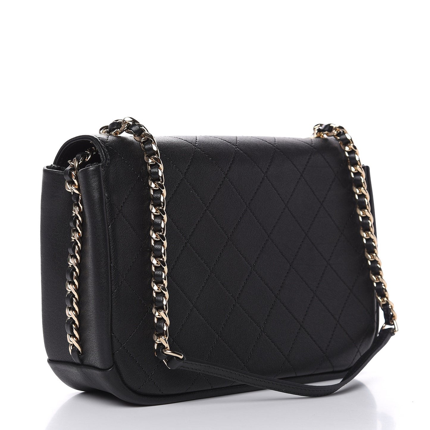Goatskin Stitched Medium Casual Trip Single Flap Black