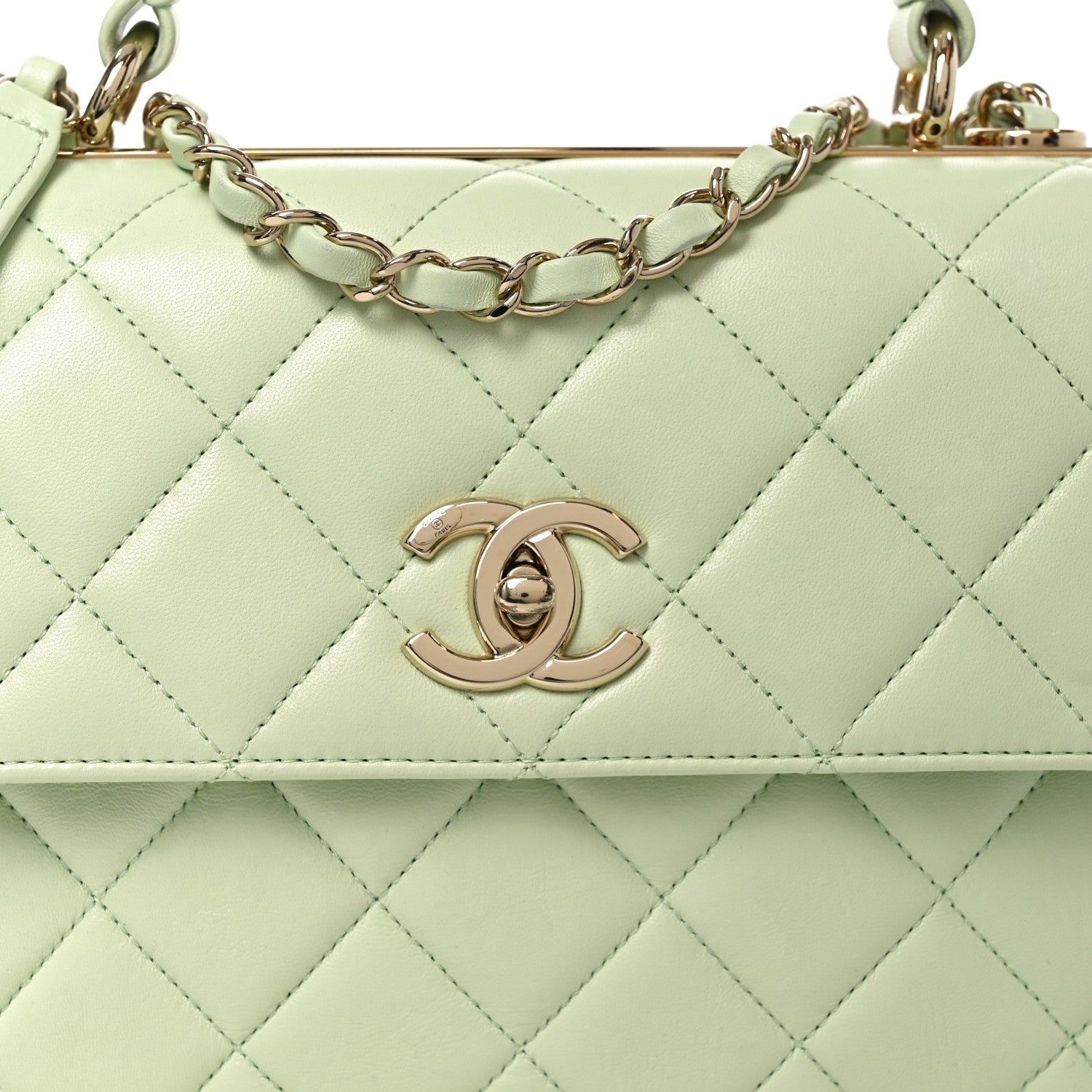 Chanel Lambskin Quilted Small Trendy CC Flap Dual Handle Bag Light Green 8 of 10