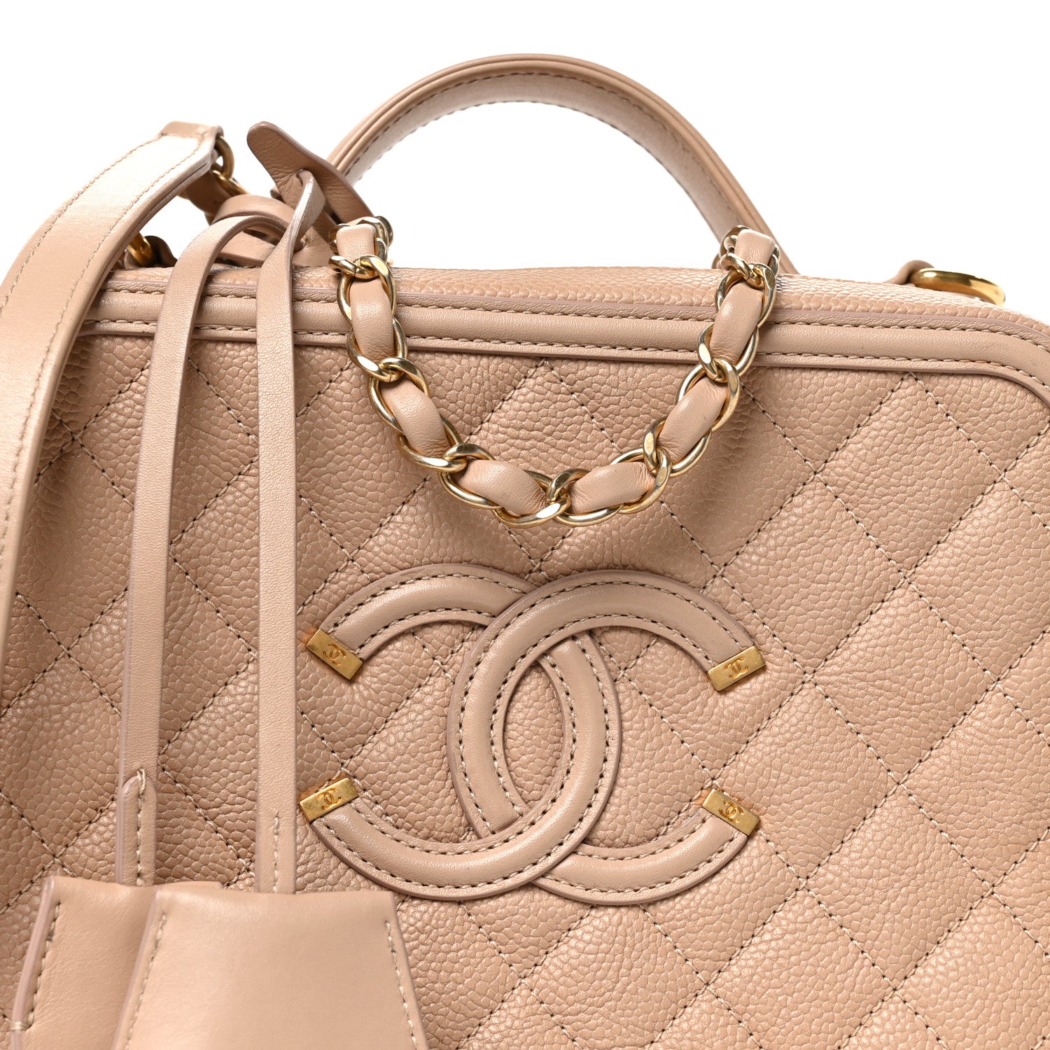Chanel Caviar Quilted Medium CC Filigree Vanity Case Beige 8 of 11