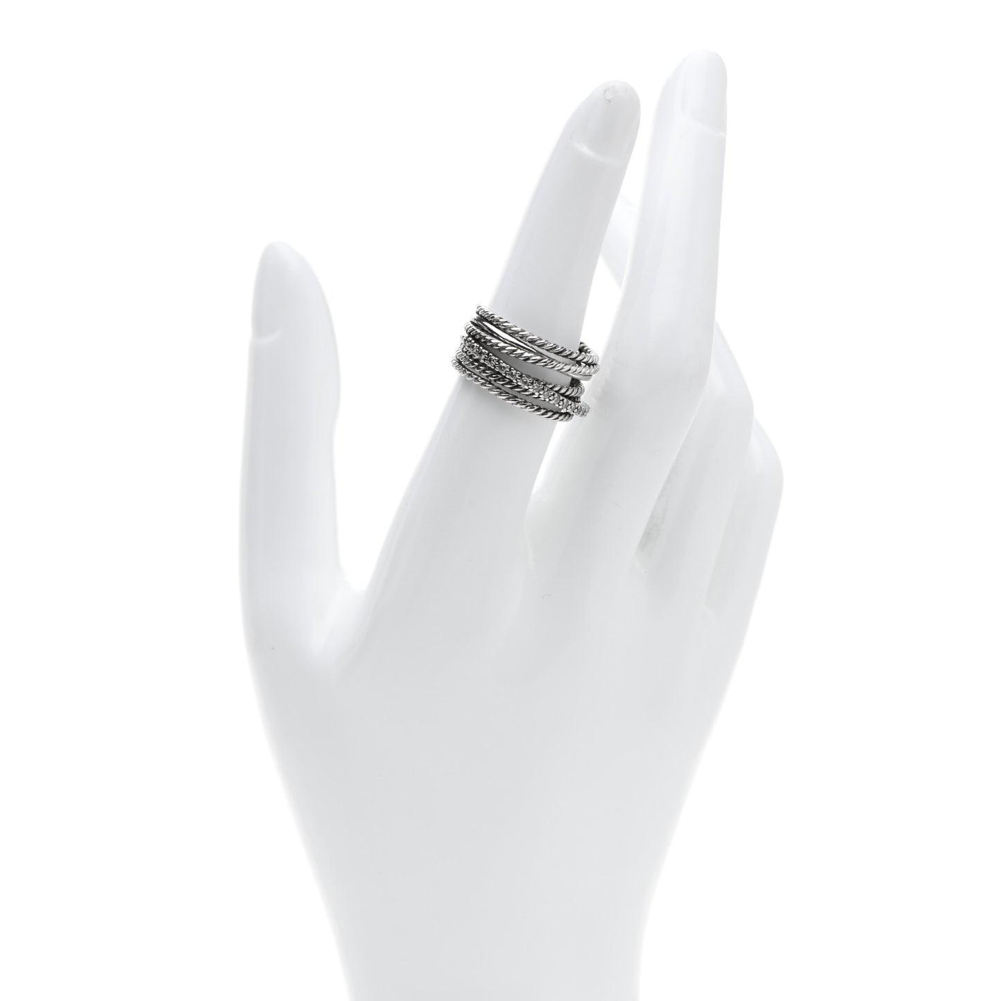 Sterling Silver Diamond 11mm Wide Crossover Cable Ring 54 7