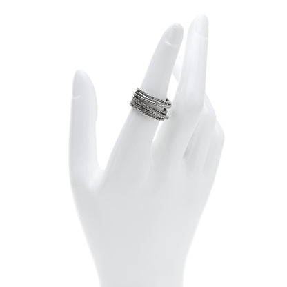 David Yurman Sterling Silver Diamond 11mm Wide Crossover Cable Ring 54 7 2 of 5