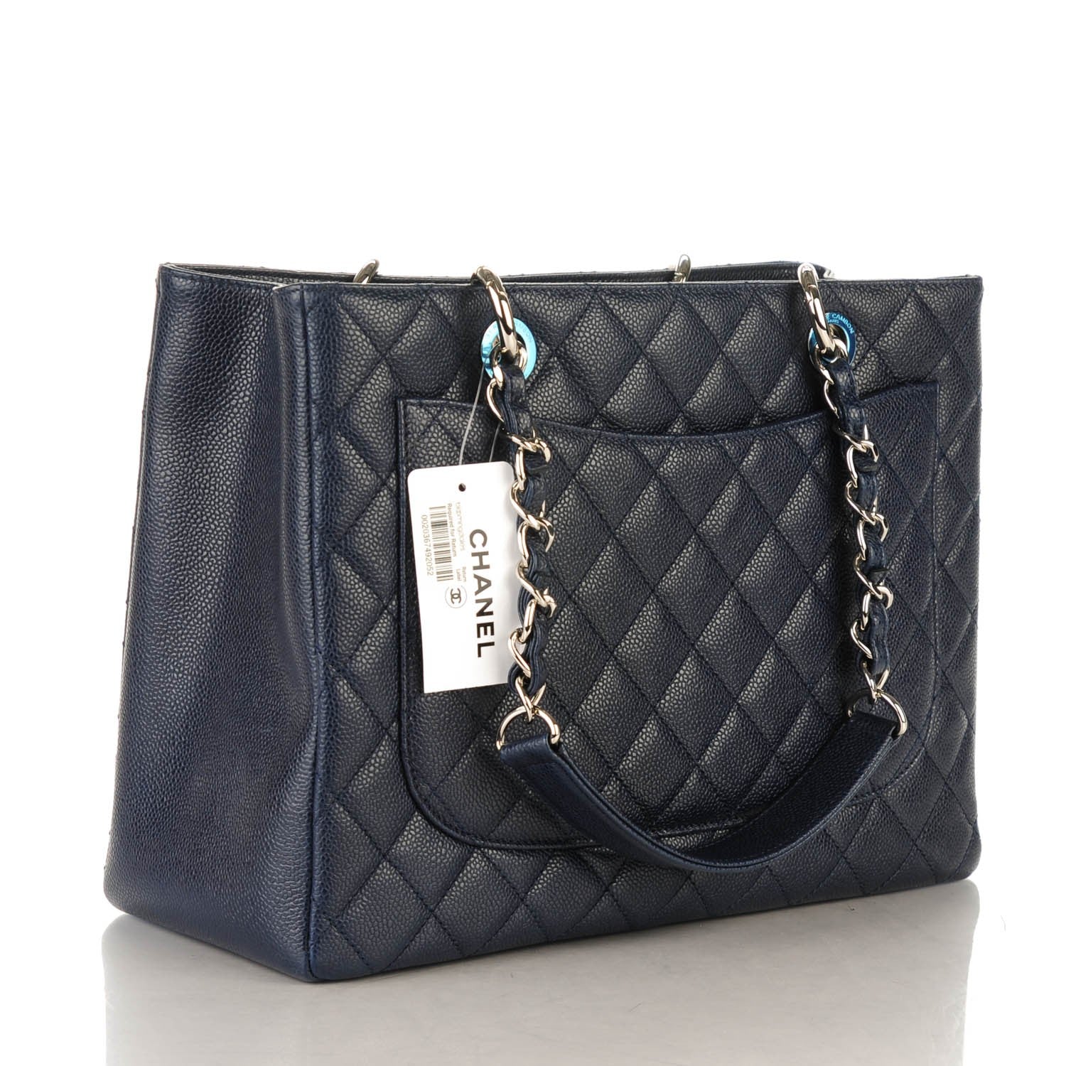 Chanel Caviar Quilted Grand Shopping Tote GST Navy 3 of 7