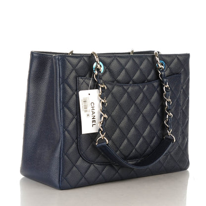 Chanel Caviar Quilted Grand Shopping Tote GST Navy 3 of 7