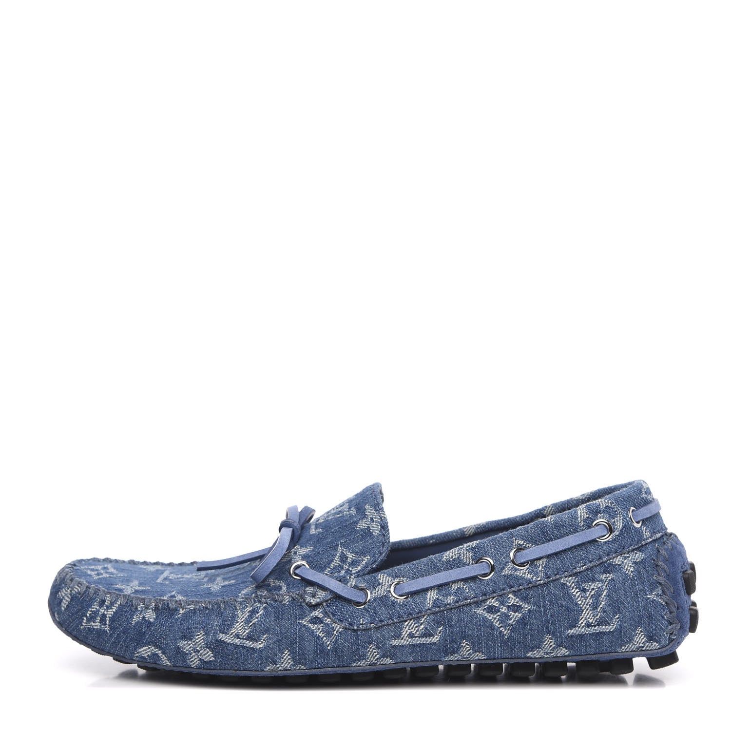 Louis Vuitton Monogram Denim Mens Arizona Car Shoe Moccasin Loafers 7 Blue 1 of 9
