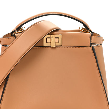 Fendi Vitello Seta Fabric Jacquard FF 1974 Mini Peekaboo Iconic Satchel Miele Scuro 7 of 10