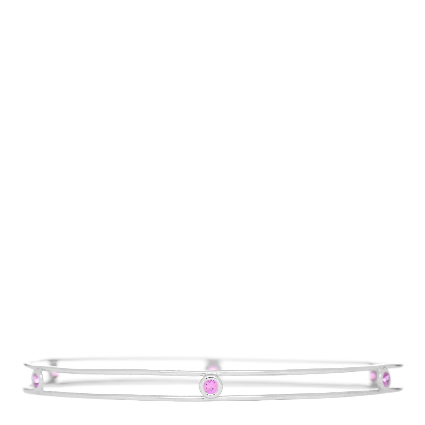18K White Gold Pink Sapphire Elsa Peretti Sapphire By The Yard Bangle Bracelet
