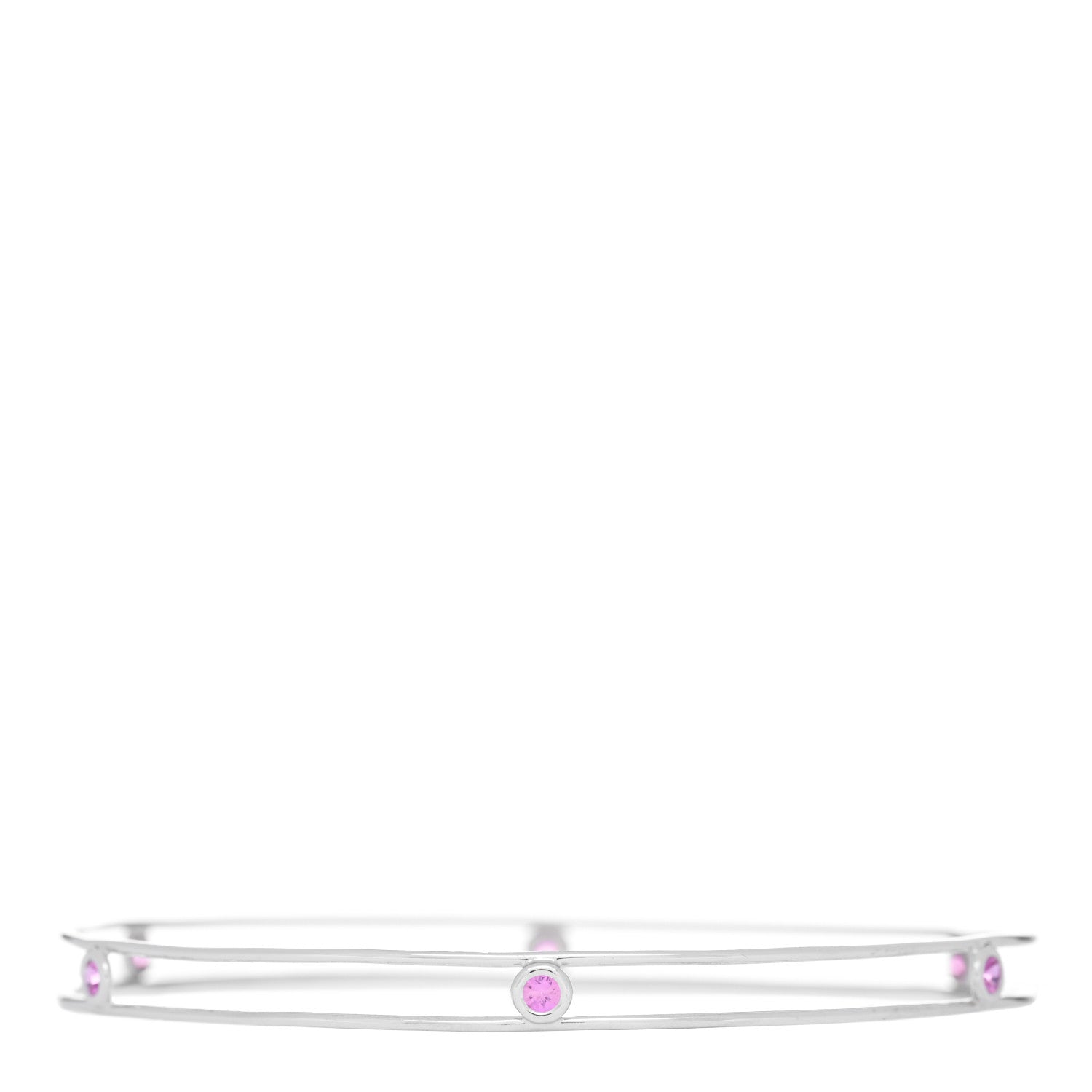 Tiffany 18K White Gold Pink Sapphire Elsa Peretti Sapphire By The Yard Bangle Bracelet 1 of 3