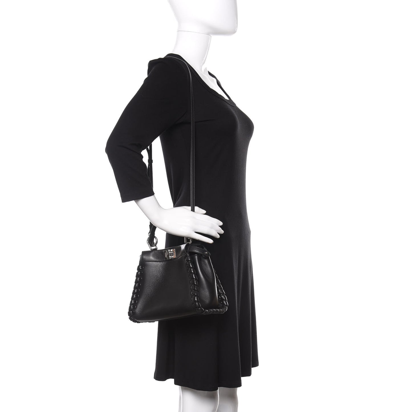Nappa Lace Up Mini Peekaboo Iconic Satchel Black