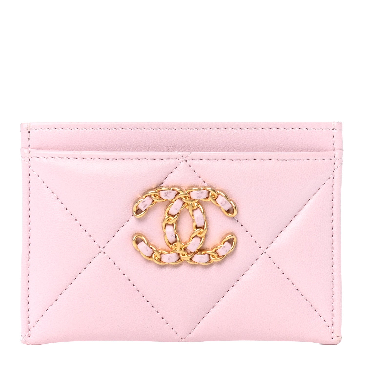 Chanel Lambskin Quilted Chanel 19 Card Holder Light Pink 1 of 9