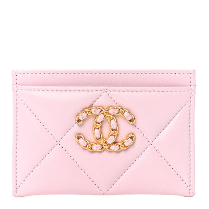 Chanel Lambskin Quilted Chanel 19 Card Holder Light Pink 1 of 9